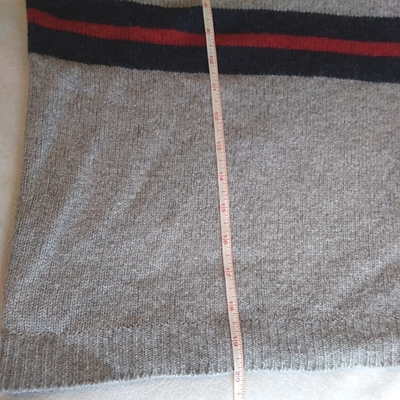 Brandy Melville Bernadette Sweater in Gray with Red Navy Stripe - Picture 9 of 10